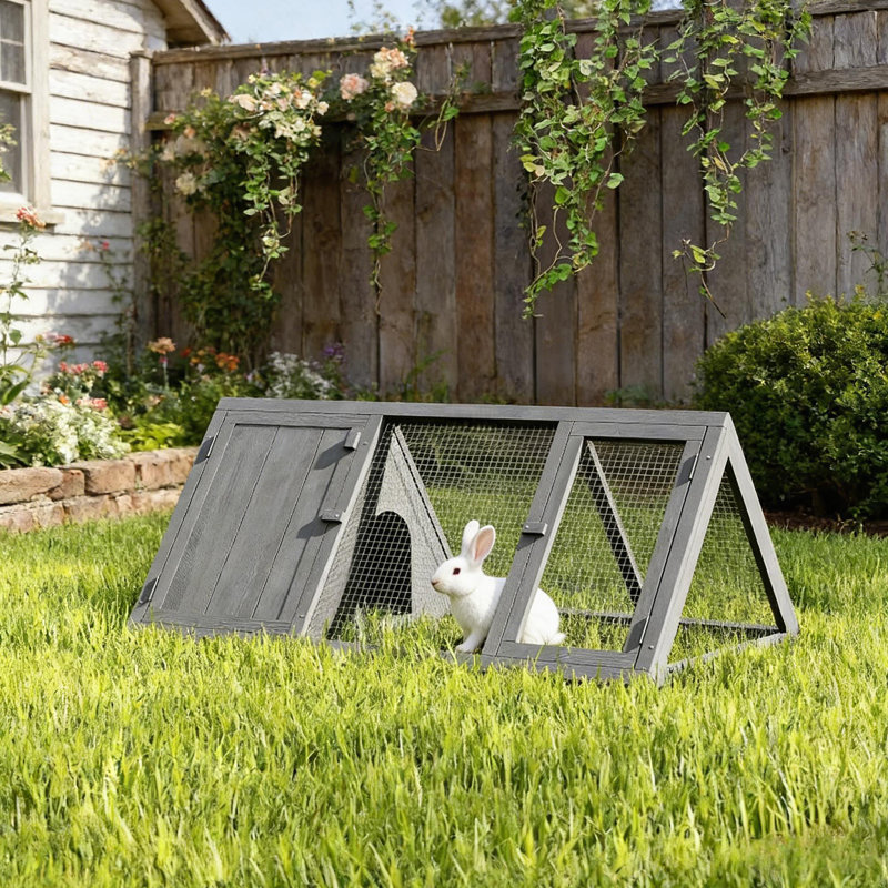 Cage à lapin stable en bois avec conception à deux zones