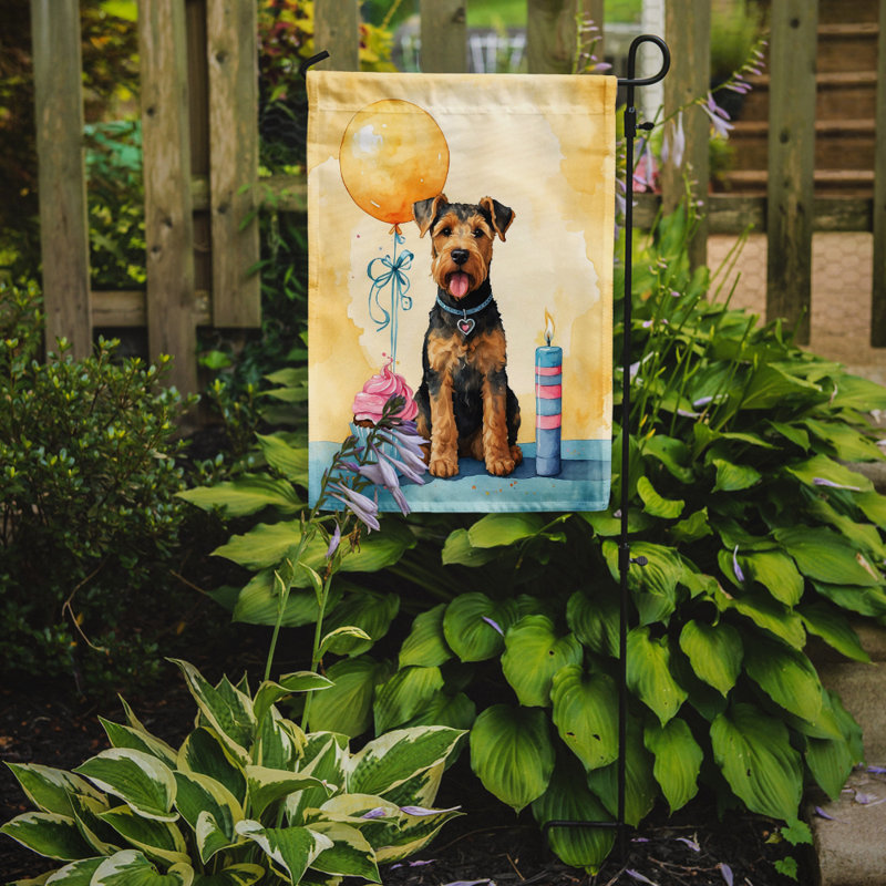 Drapeau de jardin «Happy Birthday», Terrier brun