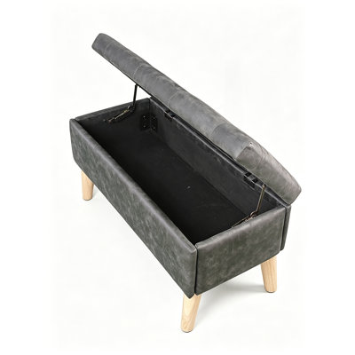 Storage Ottoman Bench with Built-in Tray