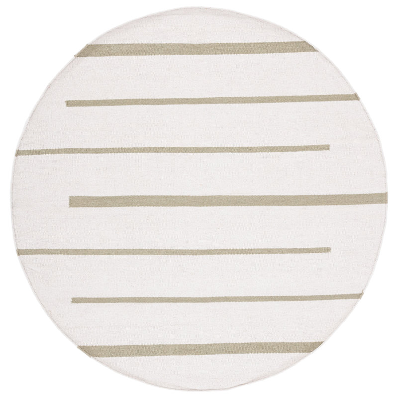 Estref Hand Woven Cotton Striped Rug, Round 6'