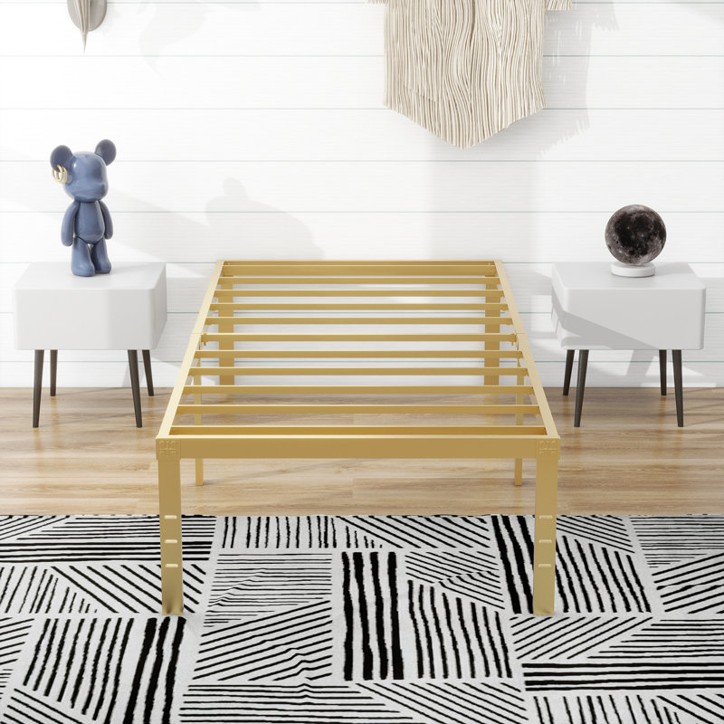 Metal Platform Bed Frame, Extra Long Twin, Gold