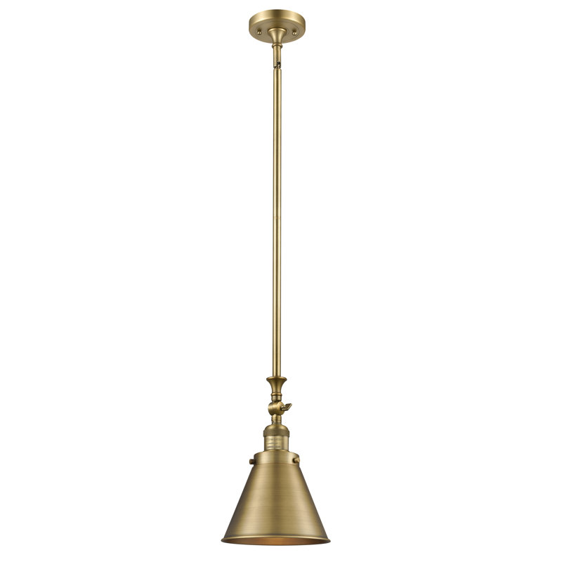 Luminaire suspendu conique à 1 lumière Donovan, Laiton brossé, Laiton brossé