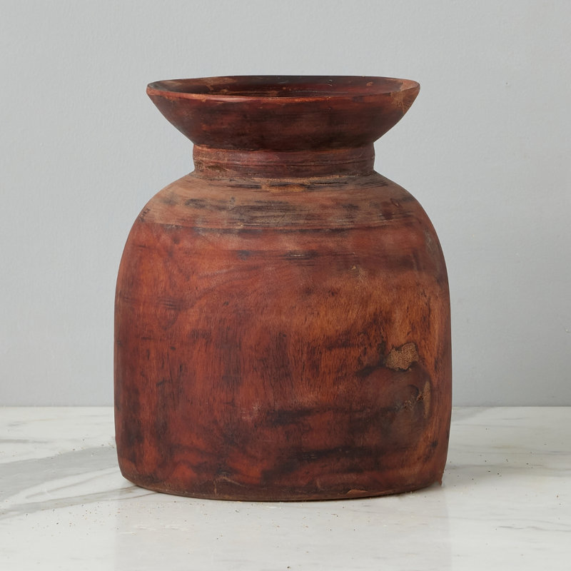 Vintage Wood Jug Vase - 6.5"Dia. x 12"H, 6.5"Dia. x 12"H