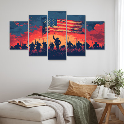 Historical American Revolutionary War Moment II - Army Soldiers Canvas Art Set