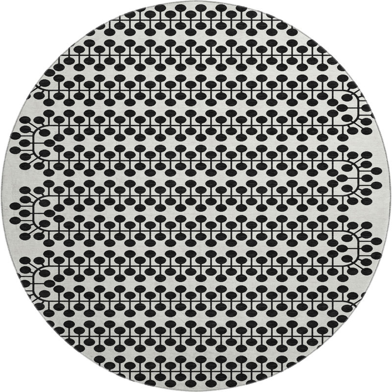Premium Machine Washable Mayfield AMF2247 Geometric Rug, Ivory, 8' Round