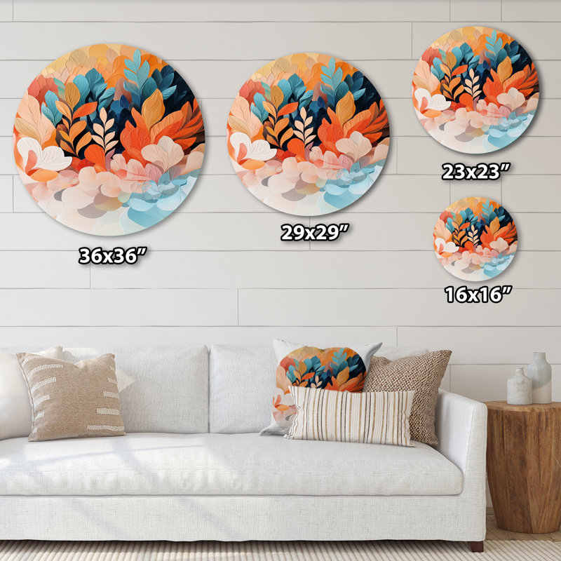 Johntay - Abstract Botanicals Round, impression sur métal, H 29 po x l 29 po