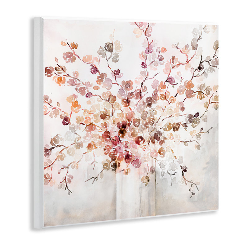 Bouquet de vignes abstrait floral abstrait avec fleurs rouges expressives par Kristen Brockmon