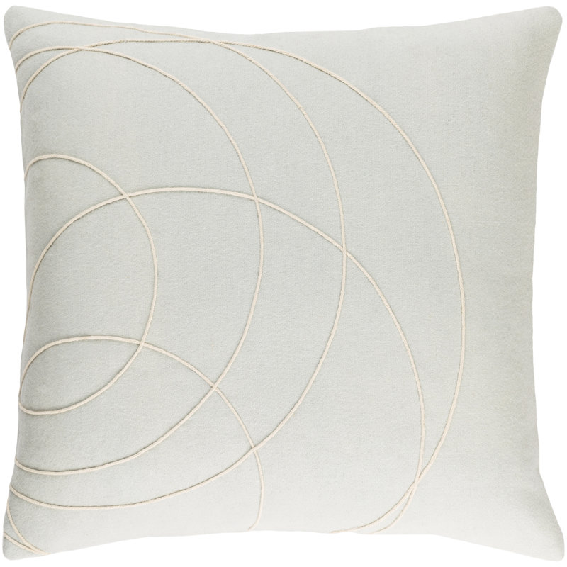 Coussin en laine Bold, Gris clair /Crème, 22 po x 22 po, Duvet / plume