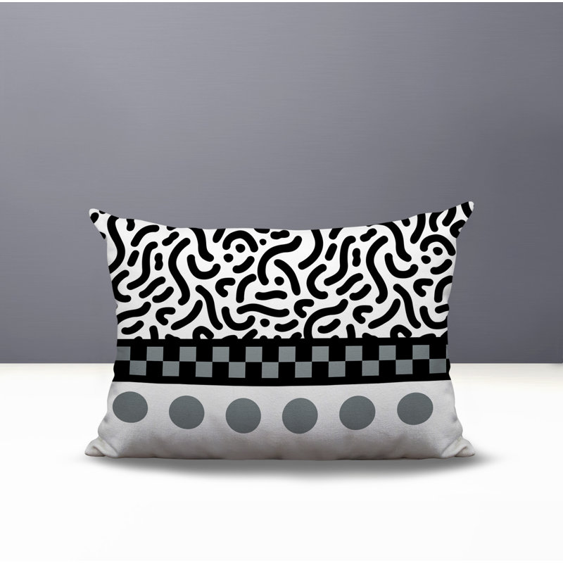 Oreiller rectangulaire réversible intérieur / extérieur Kixie, Gris, Rectangulaire H 14 po x l 20 po