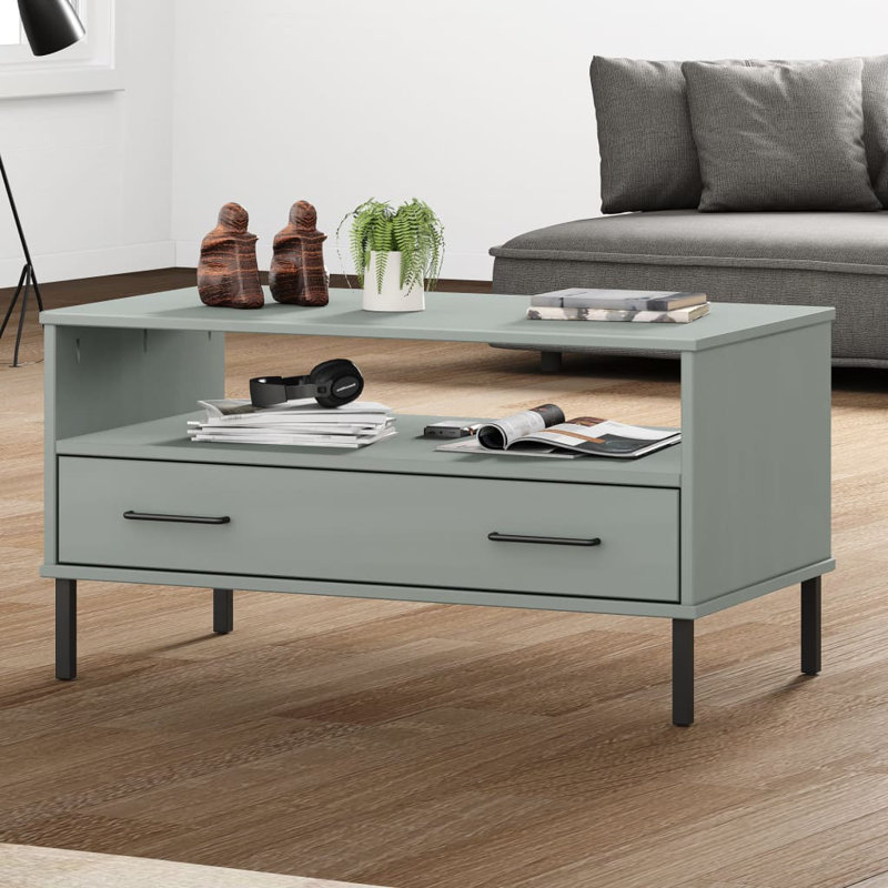 Kolina Four Leg Coffee Table with Storage, Grey