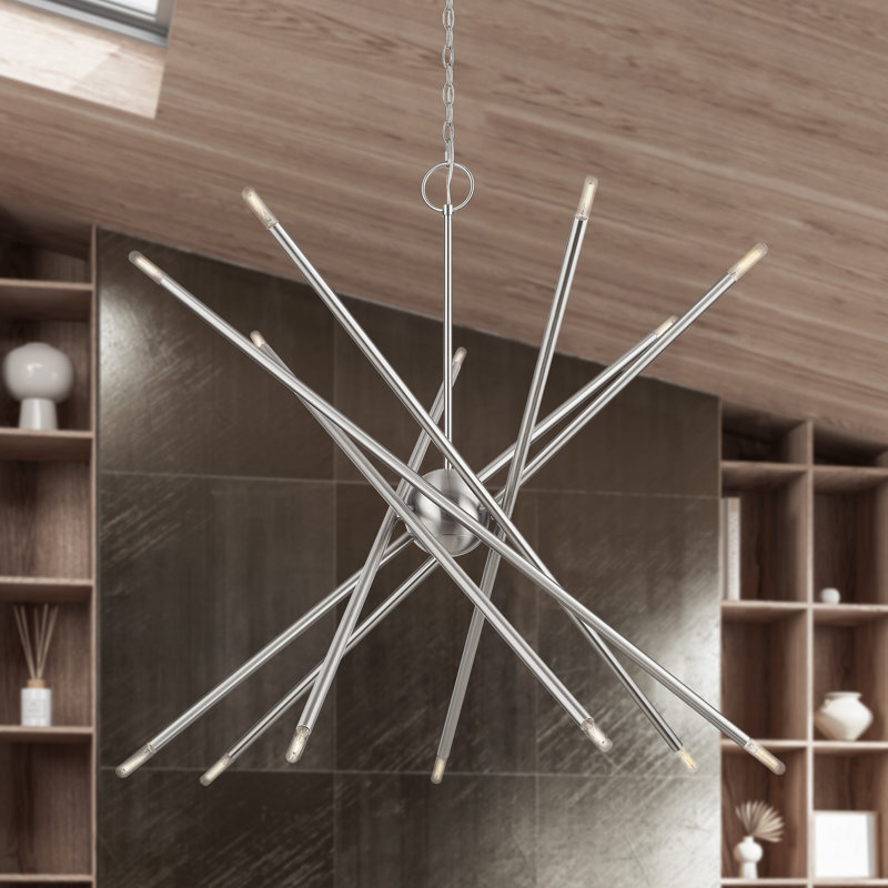 Lustre moyen 10 lumières bronze, Nickel brossé