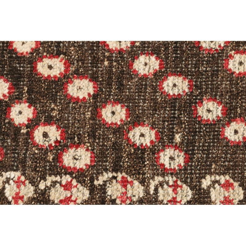 Rug & Kilim’S Tribal Style Square Rug In Brown And Red With Floral Patterns, Square 4'