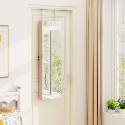 Organisateur de rangement pour armoire à bijoux en miroir avec fixation murale et porte avec lumières et tiroir