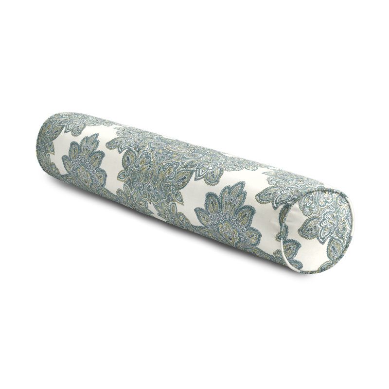 Baroque Linen Bolster Pillow Cover & Insert, 9" x 48", Wasabi