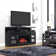Cantilever 60" Infrared Electric Fireplace Media Cabinet in Embossed Oak with 26" Electric Firebox