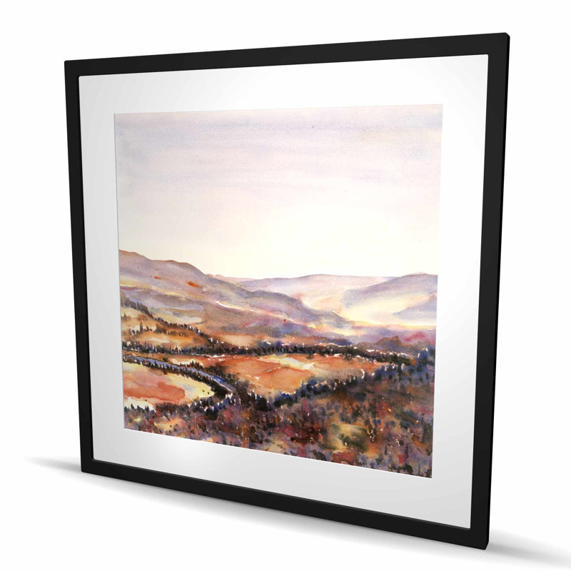 «Canadian Forest - Orange Mountains», reproduction encadrée, Noir