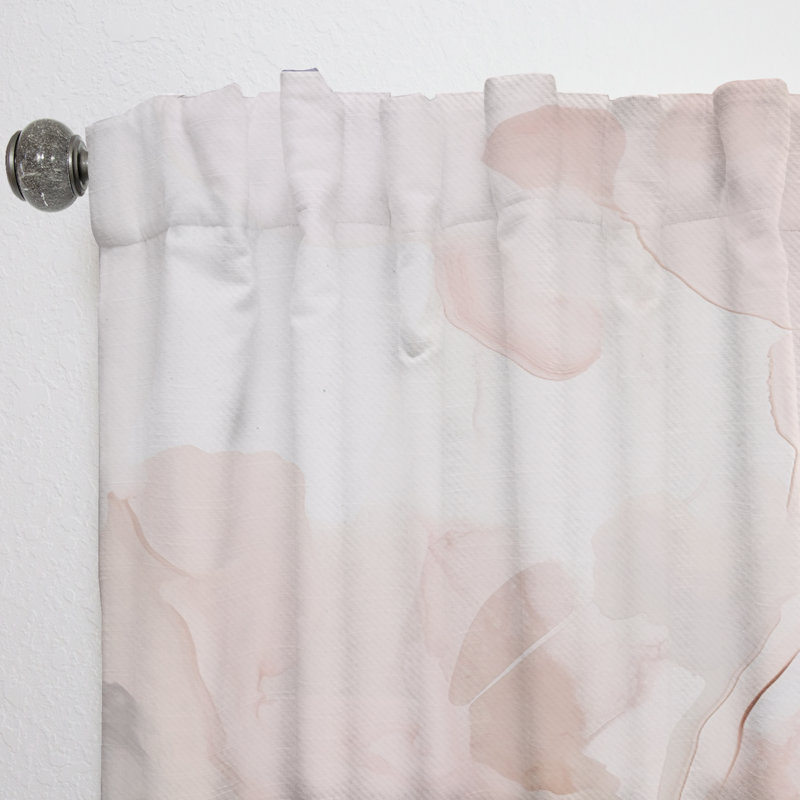 Rideau en velours rose délicat abstrait Marble III - 1 panneau, L 52 po x L 120 po