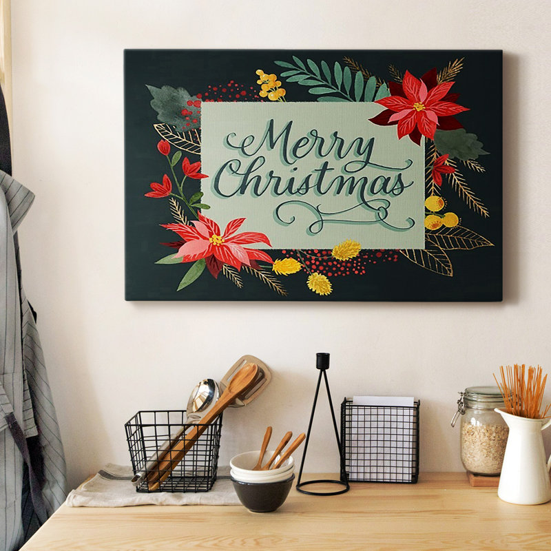 Bright Christmas Night I - Toile tendue avec châssis de qualité supérieure - prête à être accrochée, H 8 po x l 12 po