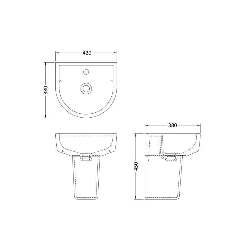 Nuie Provost 420mm L x 380mm W White Vitreous China U-Shaped Sink with Overflow