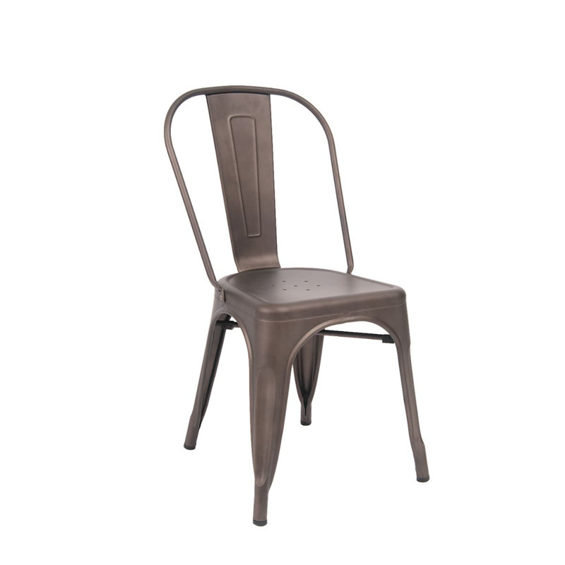 Slat Back Stacking Side Chair, Gun Metal