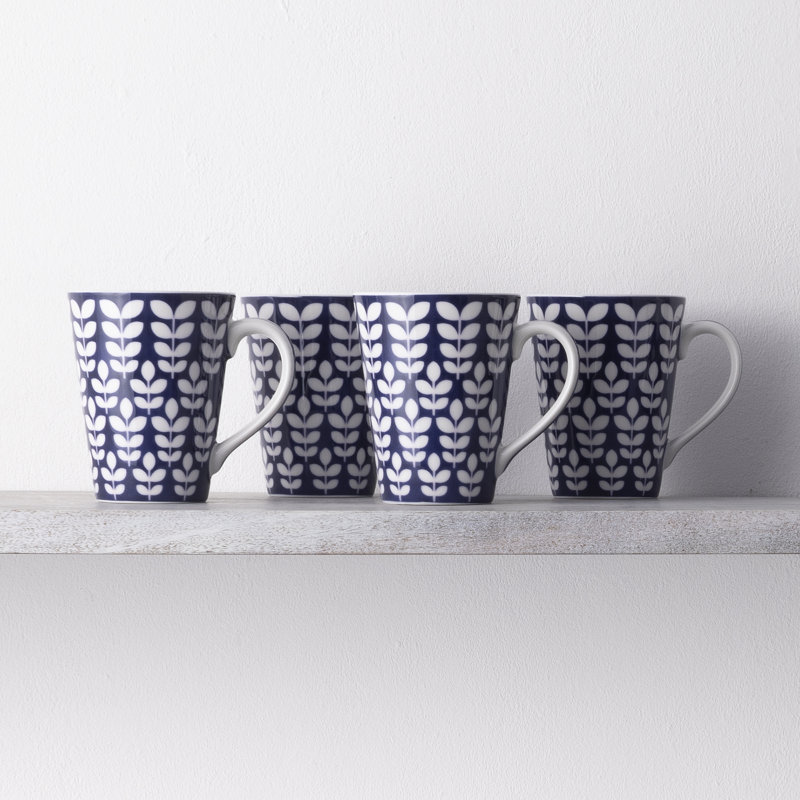 Noritake Bluefjord Set Of 4 Mugs, 12 Oz.