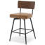 Swivel Upholstered Counter Stool with Metal Frame-407681868