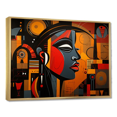 Portrait contemporain, collage géométrique - art mural africain, salon