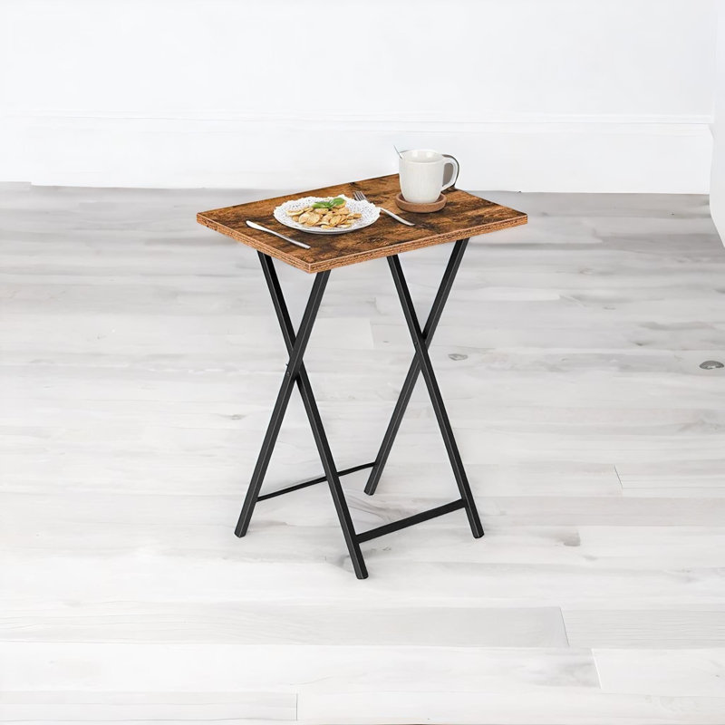 Chidera Rustic Wooden 2 Piece Side Table Set Folding Living Room Home Furniture