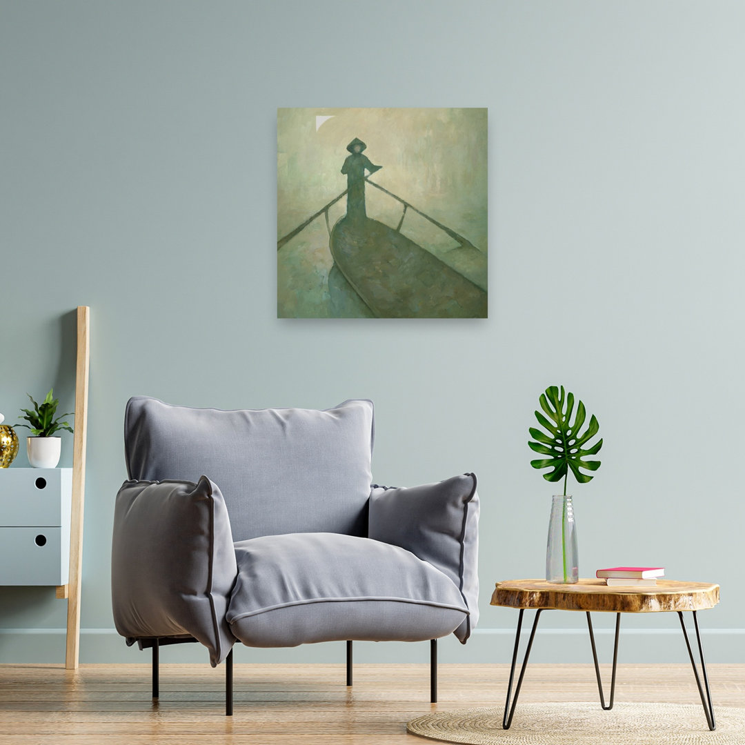 Misty Boat Journey Peaceful Serene Tranquil Wall Art Print