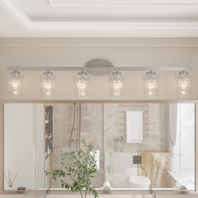 Saratoga 6 - Light Bathroom Steel Dimmable Vanity Light, Brushed Nickel
