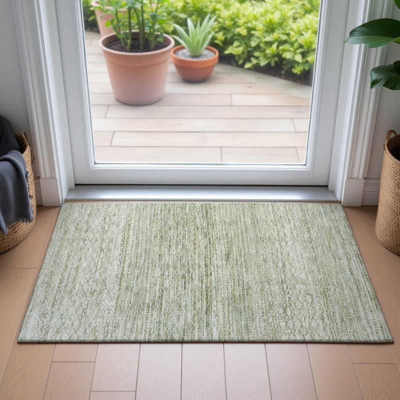 Machine Washable Indoor/Outdoor Kirksville ACN2150 Striped Rug, Rectangle 1'8" x 2'6"