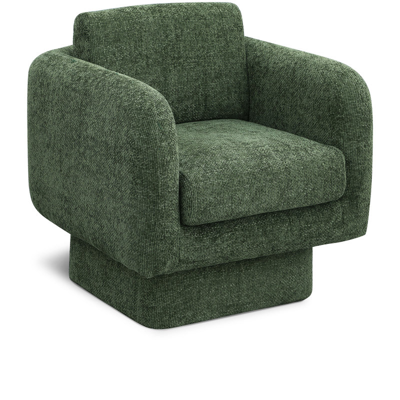 Horbal Chenille Fabric Swivel Accent Chair, Green Chenille Fabric