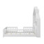 Lit maison avec fenêtre et tiroirs de chevet, lit plateforme avec tablettes, ensemble de prises et port USB-699306876