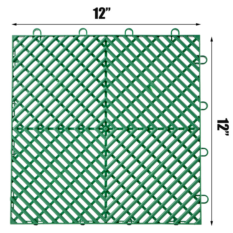 Carreaux de plancher de garage 12 "x 12" (drain), Vert