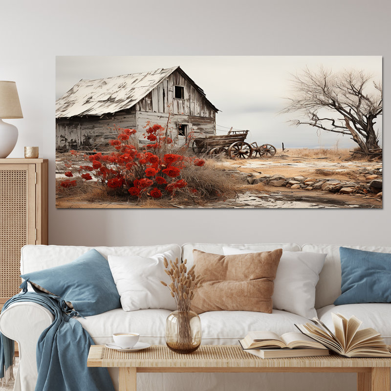 Red Farmhouse Rustic Elegance I - Print, 16" H x 32" W, No Frame, Wrapped Canvas