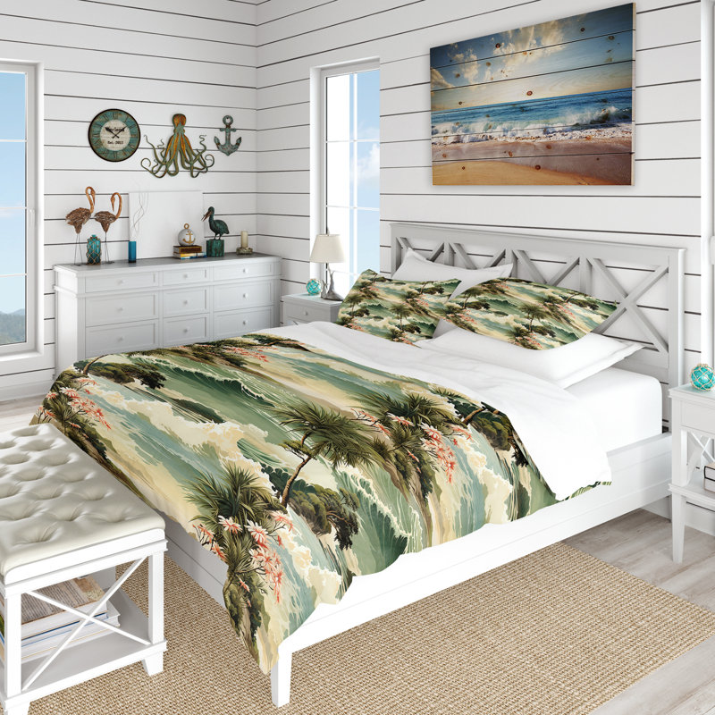 Literie Coastal Vision, Housse de couette pour très grand lit et 2 très