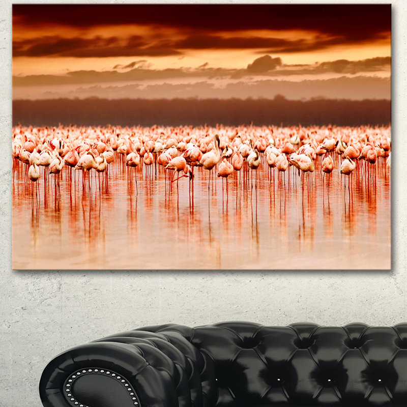 «African Flameos View at Sunset», reproduction de photo sur toile tendue, H 12 po x l 20 po