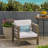 OANA Mid-Century Modern Acacia Wood Club Chair with Water-Resistant Cushions and Modular Design for Outdoor Comfort-384768105