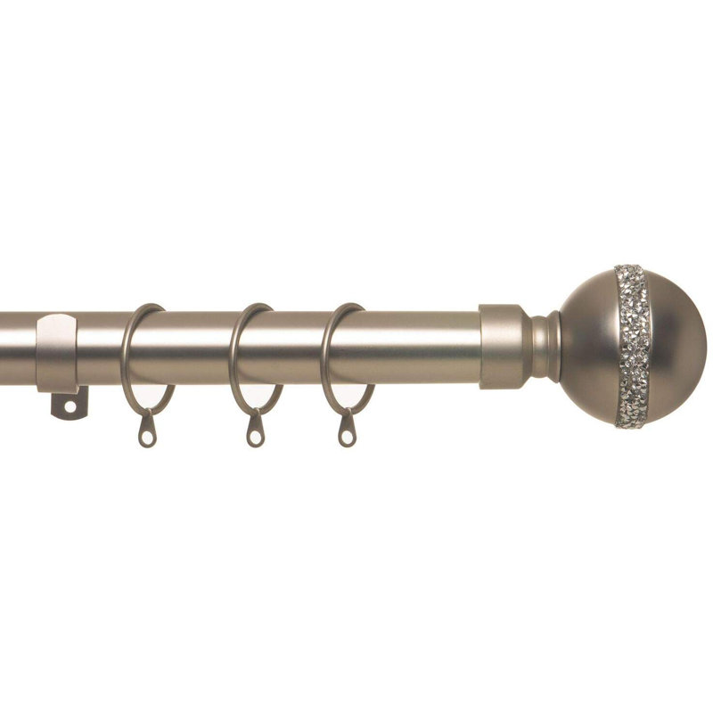Genevieve Adjustable Curtain Pole Set, 6cm H x 300cm W x 6cm, Satin Nickel