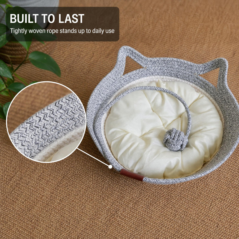 Lit pour chat en corde de coton, lit griffoir pour chat d'intérieur, panier pour chat durable