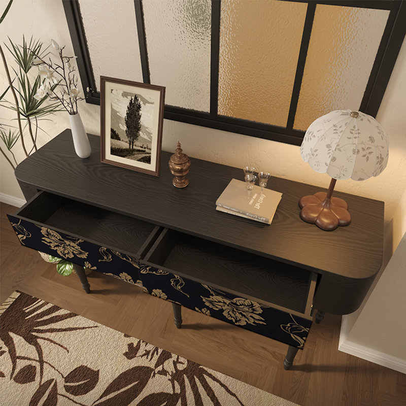 Console rétro avec 2 tiroirs, H 31,5 po x l 55,12 po x P 15,75 po
