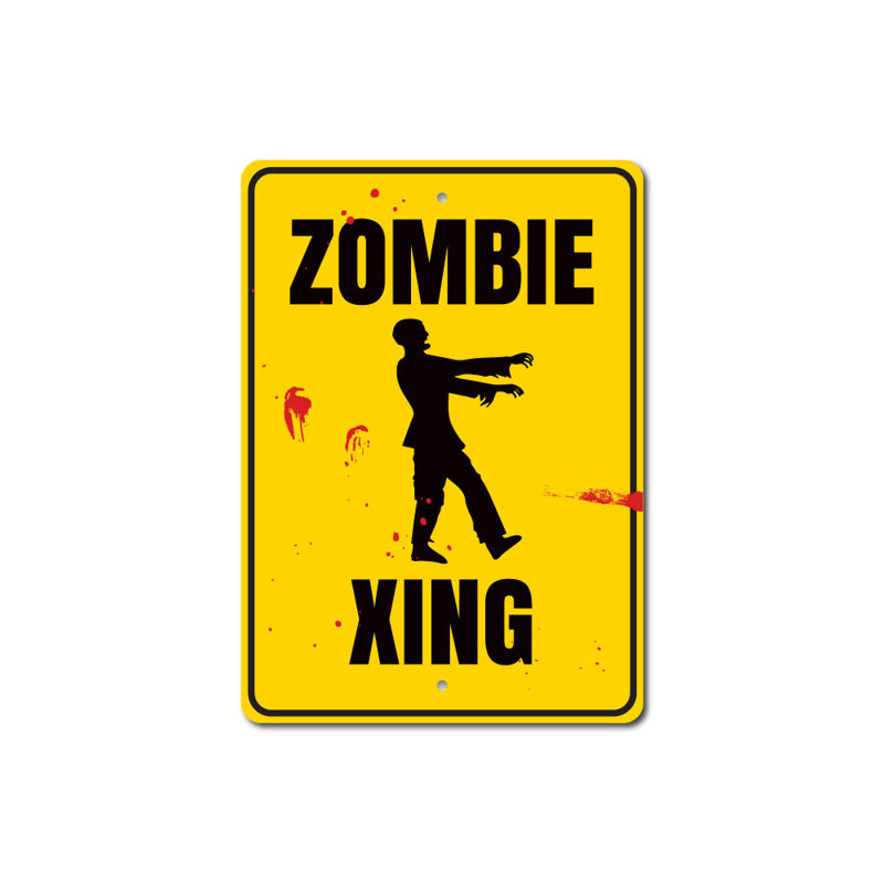 Panneau en aluminium Zombie Crossing, H 18 po x l 12 po x P 0,06 po