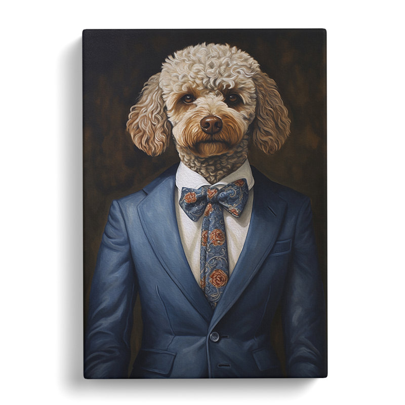 Poodle in a Suit Painting No.3 - Wrapped Canvas, 60cm H x 40cm W x 3cm D