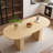 Oval Dining Table With Wood Strip Base-391441974