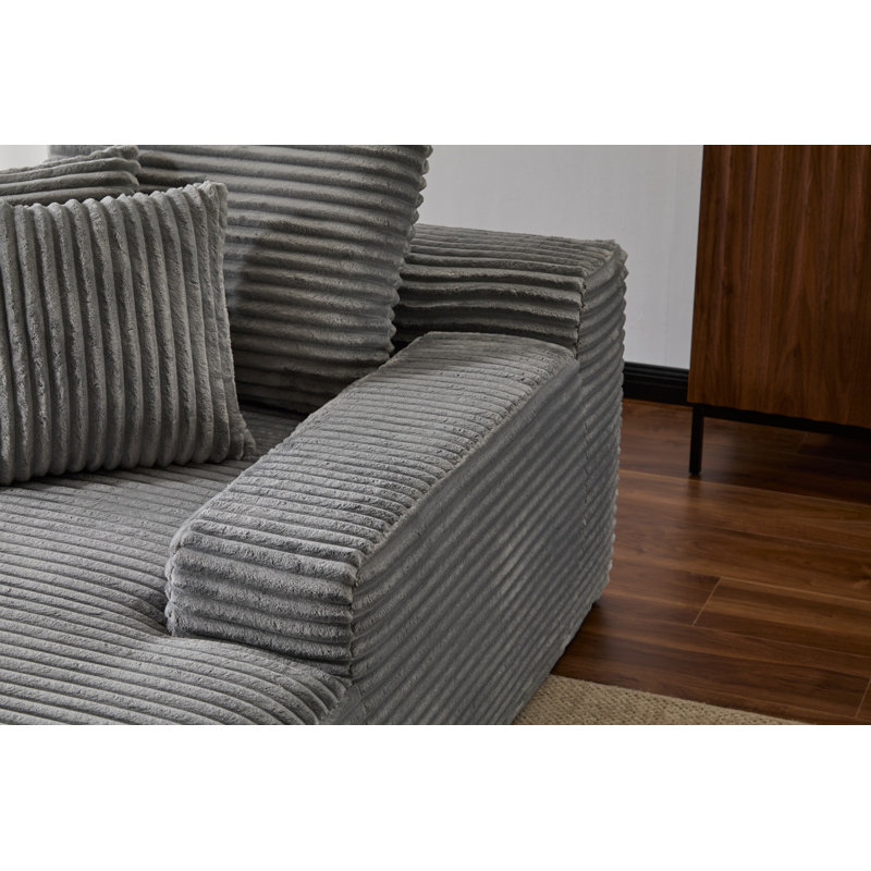 Chaise longue rembourrée en velours côtelé Modern, Gris