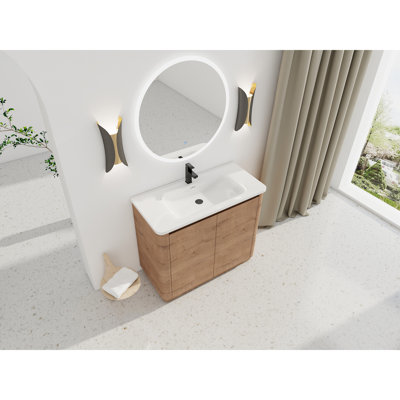 40'' Freestanding Bathroom Vanity With Ceramic Sink & 2-Soft-Close Door, Plywood