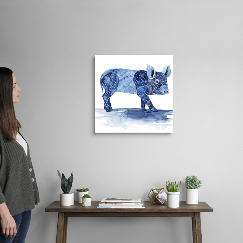 Art mural sur toile Cobalt Farm Animals II, Toile tendue, H 20 po x l 20 po x P 1 po