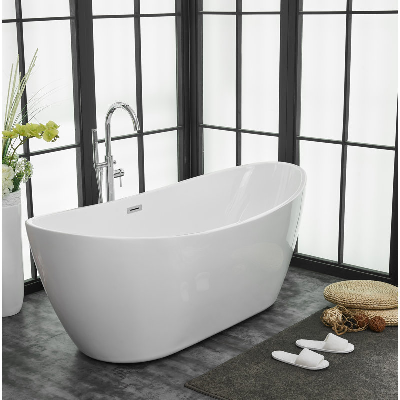 Glossy White 72" Acrylic Modern Freestanding Bathtub