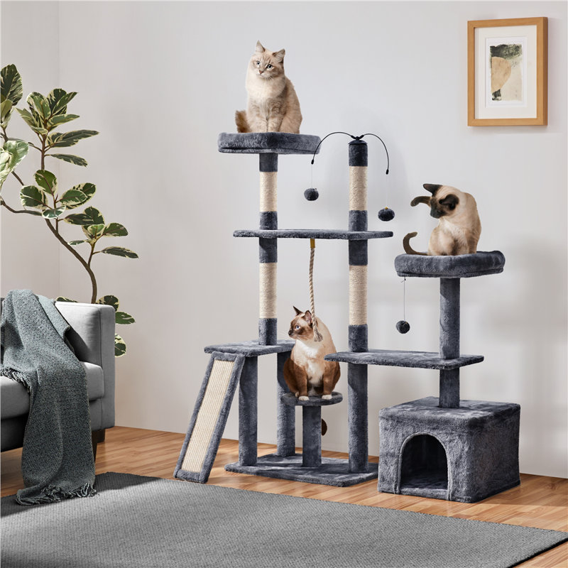 136cm H Cat Tree, Dark Grey