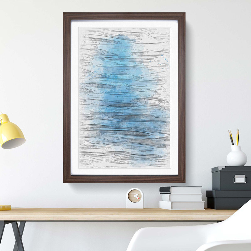 Blue Ripples in Abstract - Picture Frame Graphic Art Print, Walnut Framed, 48cm H x 36cm W x 2cm D